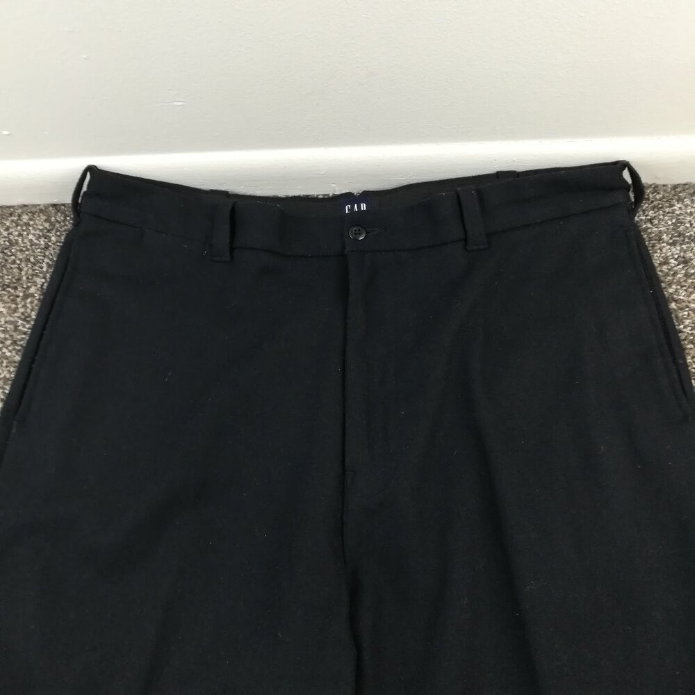 Vintage 2000 GAP Pants Tweed Wool Flat Front Stretch Black Mens 38x34 Y2K